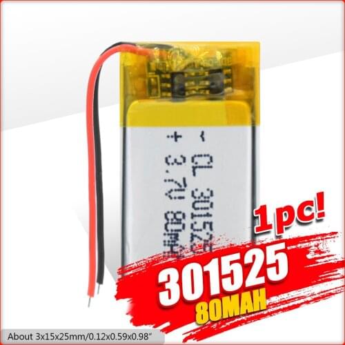 3.7V Lipo Cell 301525 80mAh Lithium Battery For MP3 Bracelet Lithium Polymer Battery For Recording Pen bluetooth-compatible