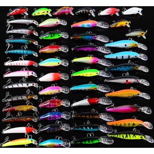 48 PCS/Lot Anti-Corrosion Bionic Plastic Fishing Mixed Lure Sets Artificial Professional Freshwater Fishing Lure Hard Bait Sets