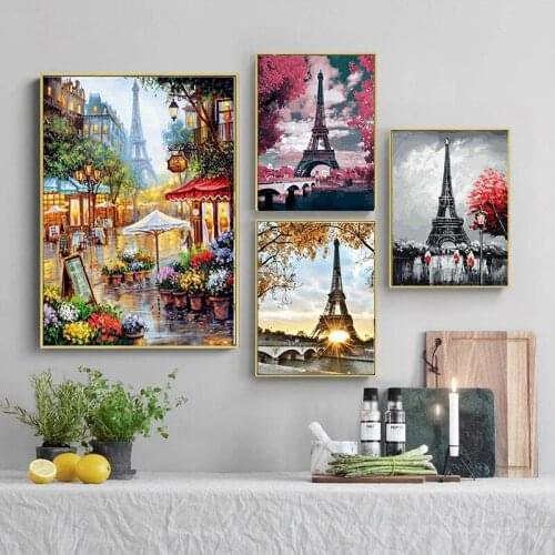 CHENISTORYDIY Oil Painting By Numbers Landscape 60x75cm Painting For Paint By Numbers Tower Scenery Canvas DIY Framed Home Decor