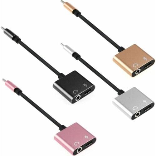 Universal USB C Fast Audio Convertor Headphone Jack Type-C To 3.5 Mm Adapter 2 In 1 Charging Cable Headset Splitter