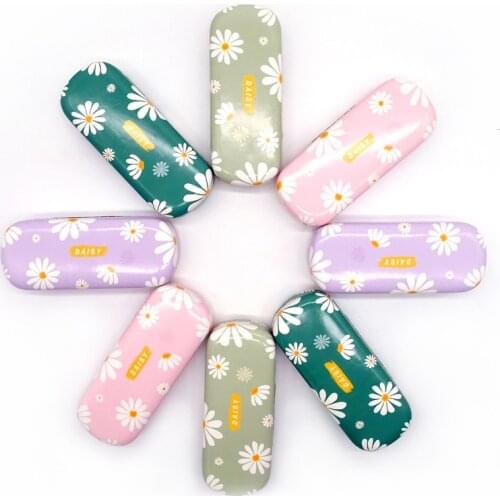 Protable Floral Glasses Case Fashion Tin Box Compression Resistant Big Frame Myopia Glasses Casket Storage Hard Eyeglasses Box