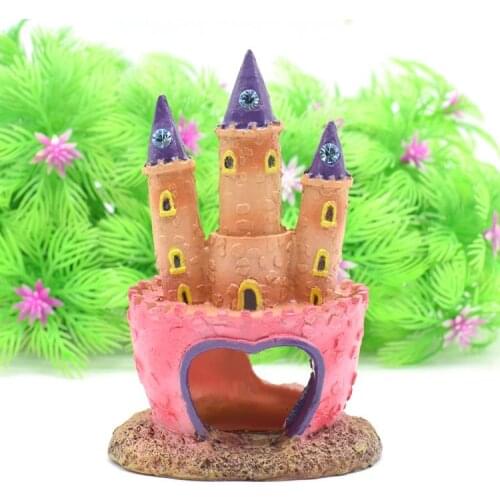 Pink Princess Castle Fish Cave Aquarium Ornament Fish Tank Decoration