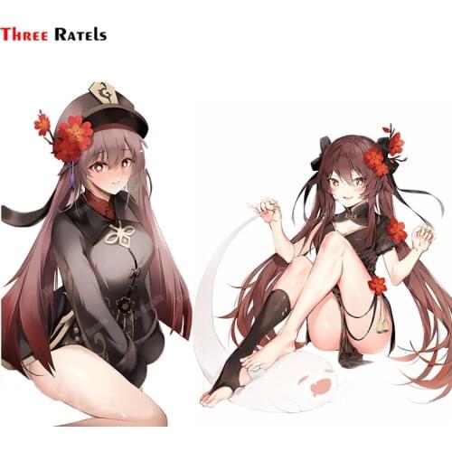 Three Ratels A328 Anime Game Role Hu Tao Genshin Impact For Opel Sticker Waterproof Car Decal Cute Girl Kid Toy