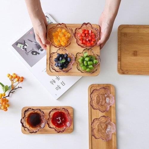 Japanese Bowl Cherry Blossom Pattern Small Glass Bowl For Fruit Flavored Sauce Vinegar Saucer Seasoning Saucer RomanticTableware