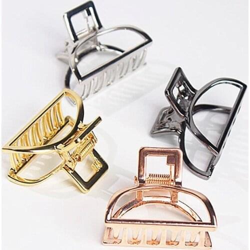 Women Girls Geometric Hair Claw Clamps Hair Crab Moon Shape Hair Clip Claws Solid Color Accessories Hairpin Large/Mini Size