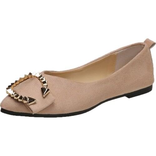 Fashion Plus Size Women Flats Spring and Autumn Slip on Shoes for Women Square Buckle Shallow Mouth