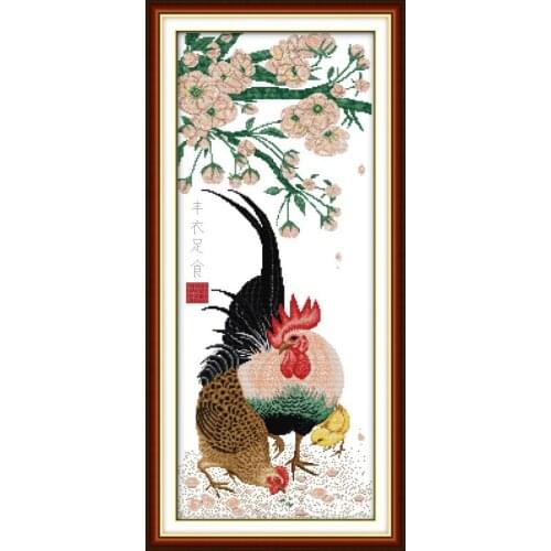 Live In Abundance Baby Room Decor Hand Embroidery Chinese Cross Stitch Kits Patterns Printed Canvas Needlework Set Animal 14ct