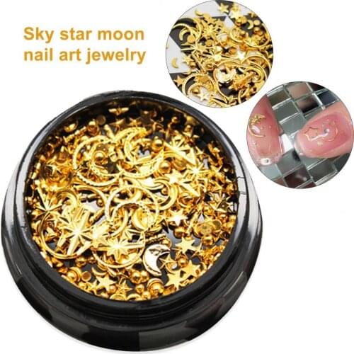 1 Box Moon Stars Nail Art Rivets Stud Multi Mental Decals diy Tips Manicure Charms UV Gel 3D Nail Decorations Perfect Nailart