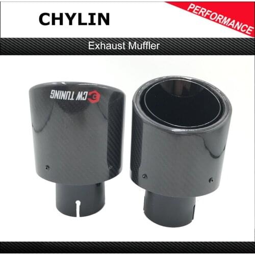 1 PCS Oval Slanted Car Exhaust Tips Glossy Carbon Fiber Exhausts Oval Pipes Car Stainless Black Muffler Pipe For Ak