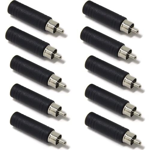 10-Pack 1/4 Inch 6.35mm TS Female to RCA Male Adaptor