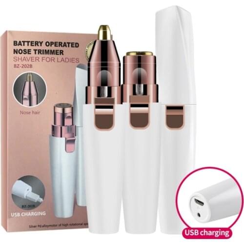 2 IN 1 Lipstick Lady Eyebrow Epilators Electric Trimmer USB Rechargeable Hair Removal Shaver LED Professional Razor Makeup Tools