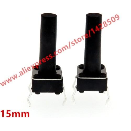 200pcs 6*6*15mm Black button DIP vertical 4pin Key switch Tactile Push Button Induction cooker switch