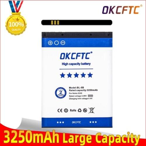 3250mAh Rechargeable BL-5B BL5B Cell Phone Battery for Nokia 5300 5320 N80 N83 6120C 7360 3220 3230 5070 BL 5B Batteries