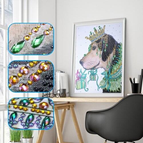 5D DIY Pet Dog Picture Diamond Painting Special Shaped Partial Drilled Diamond Embroidery Cross Stitch Kits Home Decor Art Craft