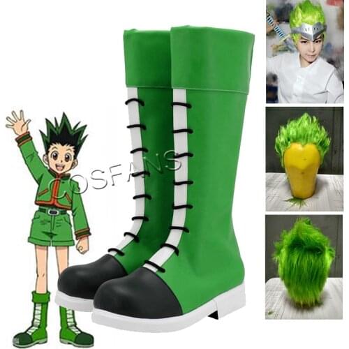 Anime Hunter x Hunter Cosplay Gon Freecss wig Shoes Boots Party Green Boot Shoe Halloween Costumes for Women Men Role Party Prop