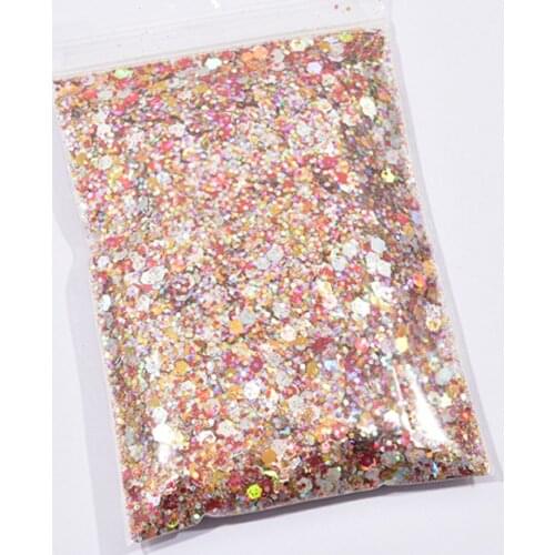 NEW 50g/Bag Nai Glitter Sequins 28 Colors Hexagon Holographic Glitter Chunky Mixed Size Glitter 3D DIY Mermaid Silver Flakes KB