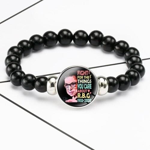 Ruth Bader Ginsburg Beads Bracelet Jewelry Round Glass Dome Cabochon Snap Button Adjustable Bracelets For Women Men