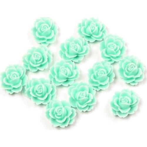 50Pcs Sky Blue NOT Hole 18x14mm Resin Flowers Loose Beads Flatback Cabochon Scrapbooking Jewelry Finding Making DIY Accessories