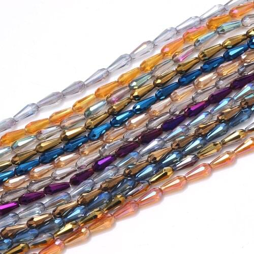 70pcs/lot Czech Glass Waterdrop Bead 3x7/4x10mm Faceted Loose Teardrop Beads Chinese Crystal Jewelry Accesories Making Wholesale