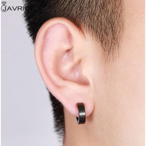 Black Matt Stripe Stainless Steel Hoop Earrings Titanium Steel for Men & Women Earring