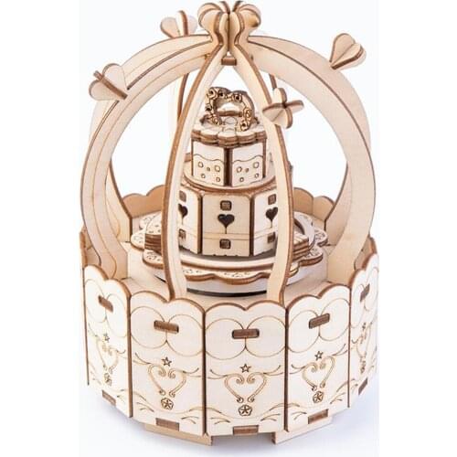 Colorable 3D Wooden Rotating Cake Music Box DIY Puzzle Model Building Kit Handmade Crafts Creative Gift For 8+ For Decoration