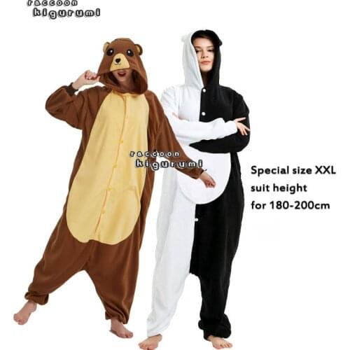 Extra Large 180-200cm Unisex Animal Bear Fleece Adult Onesie Boy Christmas Cosplay Winter Pajama Raccoon Kigurumi Two-color bear