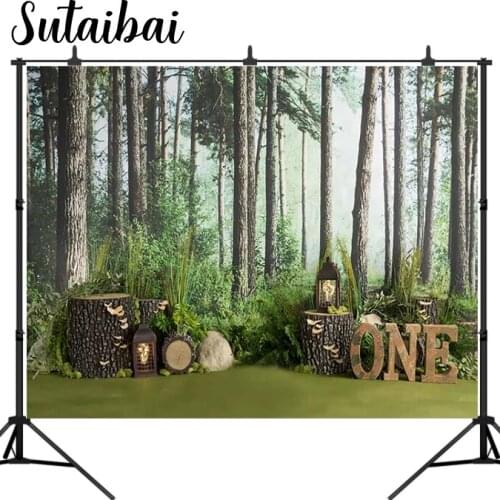 Safari Jungle Theme Backdrop 1st Birthday Woodland Cake Smash Photo Booth Background Studio Green Forest Newborn Kids Photocall