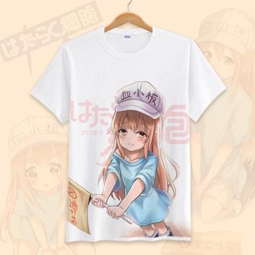 Cells at Work Cosplay T Shirt Platelet Red Blood Cell Summer T-Shirt Japanese Anime Cartoon Top Tee Halloween Carnival Costume