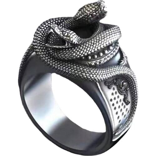 Creative Vintage Ring Gothic Mens Snake European And American Exaggerated Fashion Slver Color Ring