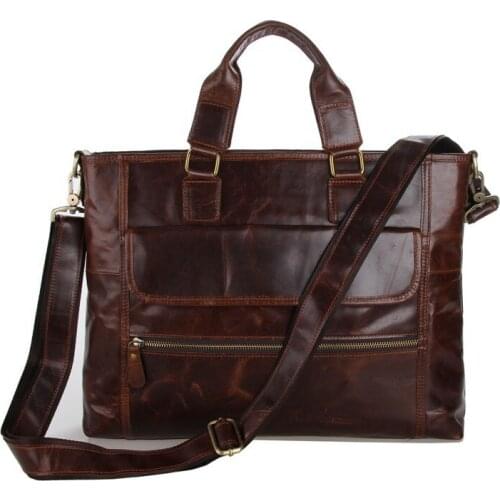 Briefcase For Men Genuine Leather Brand Designer Business Travel Vintage Casual Shoulder Tote Bags Male Briefcases Handbags