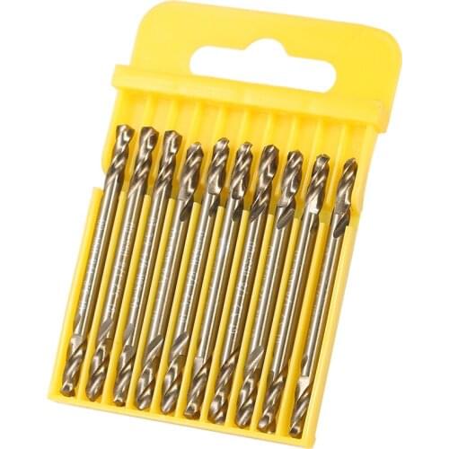 10pcs 1/8" M35 HSS-Co Drills Double Ended Cobalt M35 Drill Bits Set with Storage Box