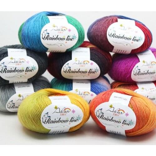 2PCS Set Pure Wool Rainbow Weaving Thread For Knitting Sewing Tools