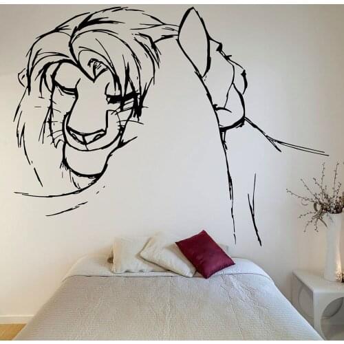 Couple Lion Wall Stickers Simba Vinyl Window Stickers Teenager Kids Bedroom Nursery Room Decor Aesthetic Self Adhesive Wallpaper