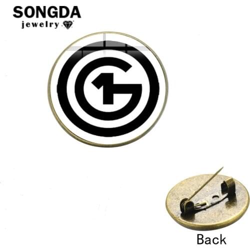 SONGDA O1G Brooch Collar Pin Hungary Badge Creative Statement Symbol Glass Cabochon Dome Suit Lapel Pin Button Handmade Jewelry