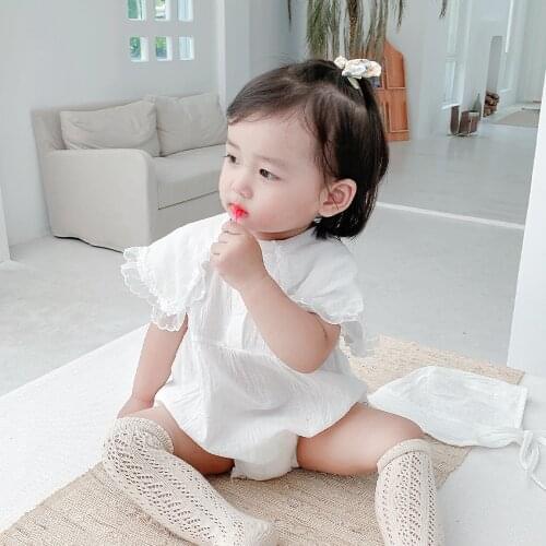 0-2 Years Old Baby Lace Romper Female Baby Breathable Daisy One-piece Newborn Peter Pan Collar Rompers Baby Clothes Jumpsuits