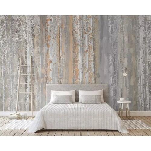 Papel de parede Nordic style woods oil painting 3d wallpaper,living room tv wall bedroom restaurant cafe bar custom mural