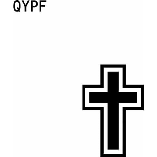 QYPF 8.6CM*12.7CM Jesus Cross Vinyl Car Motorcycle Sticker Decals Black Silver C17-000200