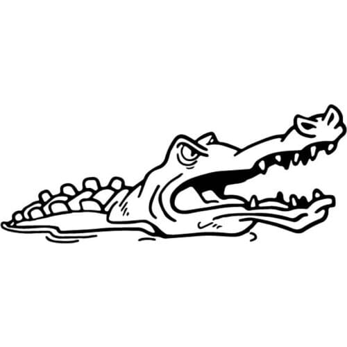 Ferocious Crocodile Cartoon Car Sticker Fashion Decorative Decal Personalized Pvc Waterproof Decal Black/white, 17cm*7cm