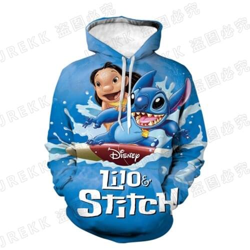 3D Printed Sweatshirts Men Women Children Fashion Casual Lilo Stitch Hoodies Pullover Long Sleeve Streetwear Boy Girl Kids Coat
