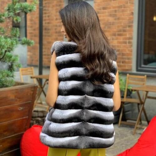 TOPFUR 2021 New Real Fur Gilet Natural Rex Rabbit Chinchilla Color Waistcoat Fur Coat Soft Sleeveless Fluffy Warm Short Fur Vest