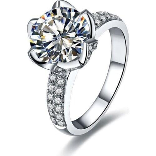 Vintage Lotus Flower Shape 3 carat Certified Diamond Engagement Ring Solid Platinum PT950 Women Wedding Present Brilliant Gift