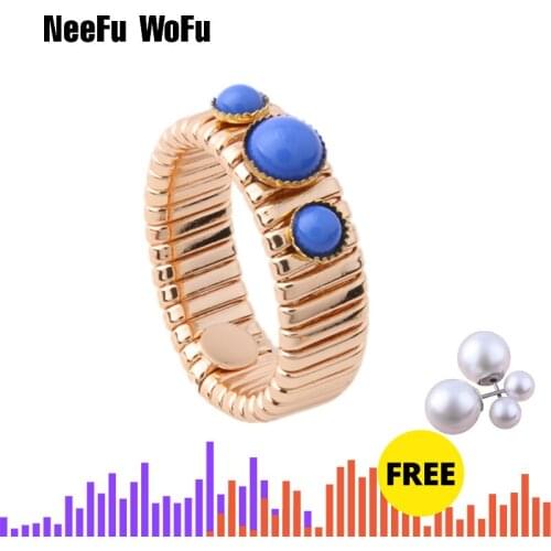 NeeFuWoFu red ring elastic force Copper Natural stone rings Bohemia de Madera Pulseira Estrela de Cinco Elastic Perles