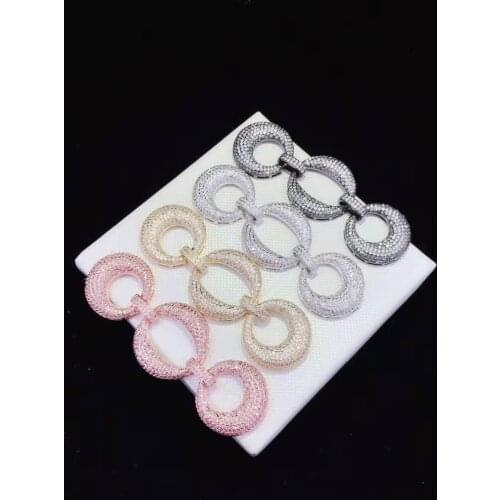 Womens Golden plated Paved CZ Cubic Zirconia Necklace Pendant Clasp Jewelry Connector DIY Fine Jewellery Making