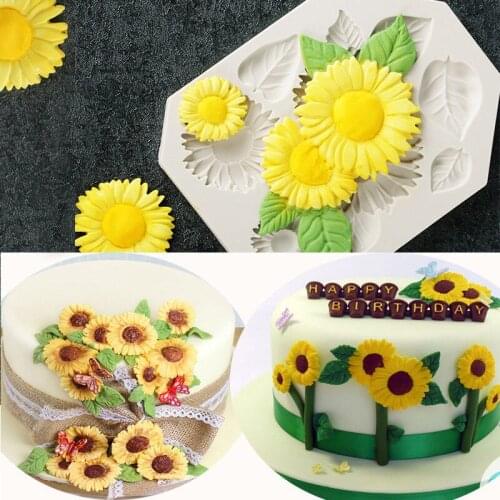 1pc Silicone Mold Sunflower Shape DIY 3D Fondant Jelly Molds Cake Decorating Tools