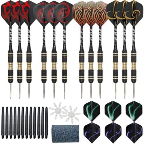 12PCS 23g Darts Set Professional Plastic Tip Brass Steel Barrels Aluminum Darts Shafts Indoor Entertainment Electronic Dartboard