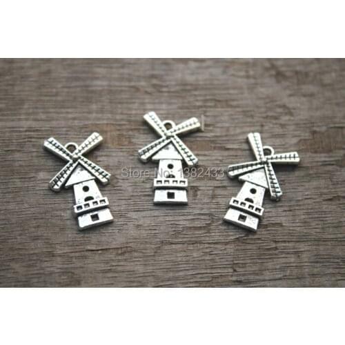 15pcs--Windmill Charms,Antique silver Lovely WindMill Charms Pendant 28x16mm