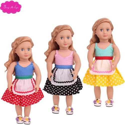 18 inch Girls doll Clothes polka dot dress American newborn skirt Baby toys fit 43 cm baby dolls c783