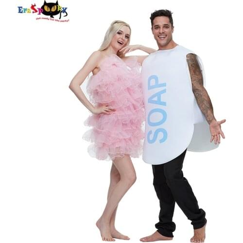 2 Piece/Set Funny Soap Sponge Bath Ball Cosplay Halloween Couple Costumes For Adult Women Summer Carnival Party Fancy Derss