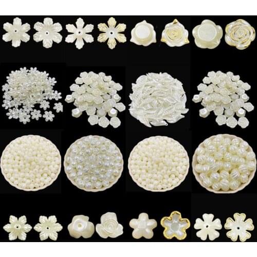 5-50Pcs Beige Flower Finding Charms For Jewelry Makings Necklace Bracelet