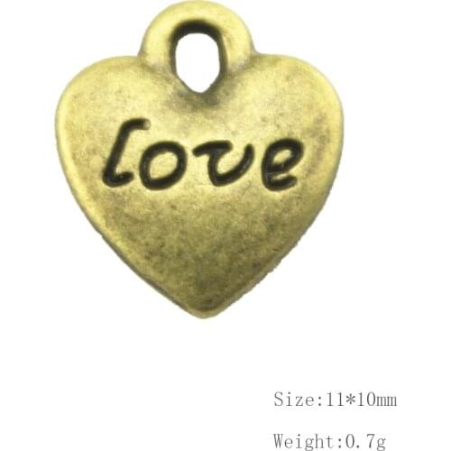 50pcs/lot--10x11mm, Antique love heart charms,DIY supplies,Jewelry accessories